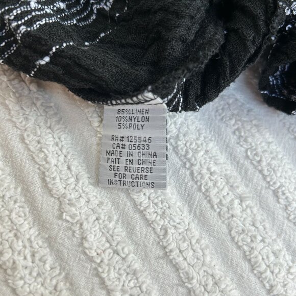 Habitat Black White Plaid Textured Asymmetric Tunic Top XL Linen Blend Artsy - Picture 4 of 9